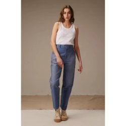 Le Mont Saint Michel: Vintage Washed Work Trousers - blue