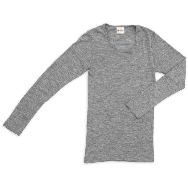 Langrmet T-shirt i uld og silke fra Engel