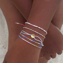 Blush Indigo: Armbnd - Darling Disc Gold - Light Grey