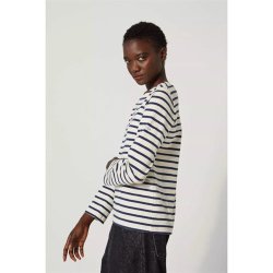 Le Mont Saint Michel: T-shirt - Breton striber Offwhite/Navy