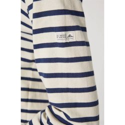 Le Mont Saint Michel: T-shirt - Breton striber Offwhite/Navy