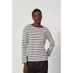 Le Mont Saint Michel: T-shirt - Breton striber Offwhite/Navy