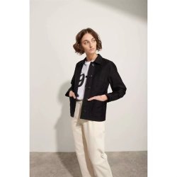 Le Mont Saint Michel: Work Jacket - Moleskin Cotton - Black