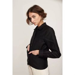 Le Mont Saint Michel: Work Jacket - Moleskin Cotton - Black