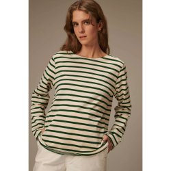Le Mont Saint Michel: Tilda T-shirt - Breton striber Offwhite/Green